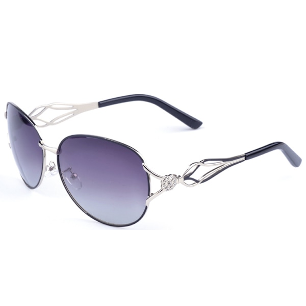 Dame Polariserende UV-Beskyttende Runde Solbriller, Sort