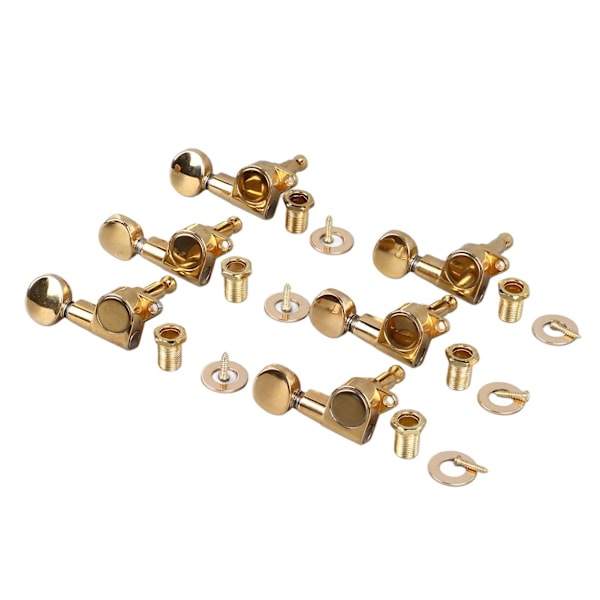 6 stk Full Closed Gitar Tuning Key Nøyaktig Rask Drift Stabil Metall Tuning Pegs for Akustisk Elektrisk Gitar Gull 6R