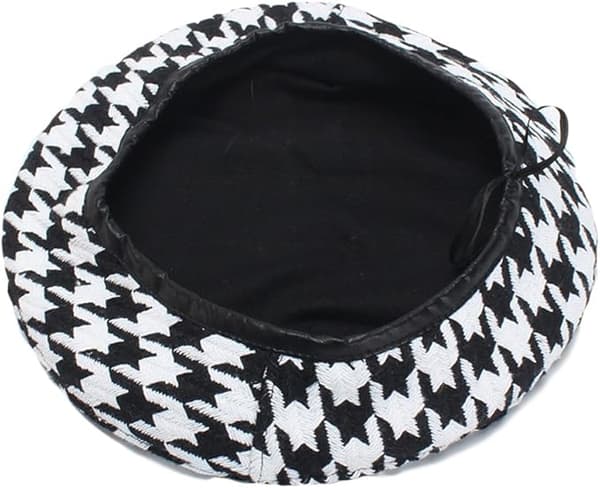 Dame Luksus Houndstooth Mønster Beret Beanie Hat