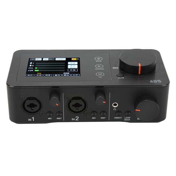 AD5 Audio Interface Lydkort Multifunktion Dobbelt XLR 6,35 mm med LCD-skærm Professionelt Lydkort til Live