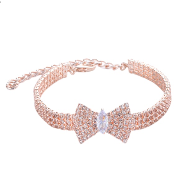 Pet Collar with Diamond Adjustable Crystal Bow Wedding Cat Collar Dog for Small Medium Pet Collar Dress Up Ornament（L）