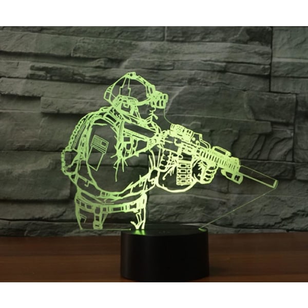 WJ 3D Sotilas Kaukosäätimellä 16 Värillinen Yövalo Illuusio Akryyli LED Pöytä Yöpöydän Lamppu Lasten Makuuhuoneen Työpöydän Koriste Syntymäpäivälahja Leikki Lapsille