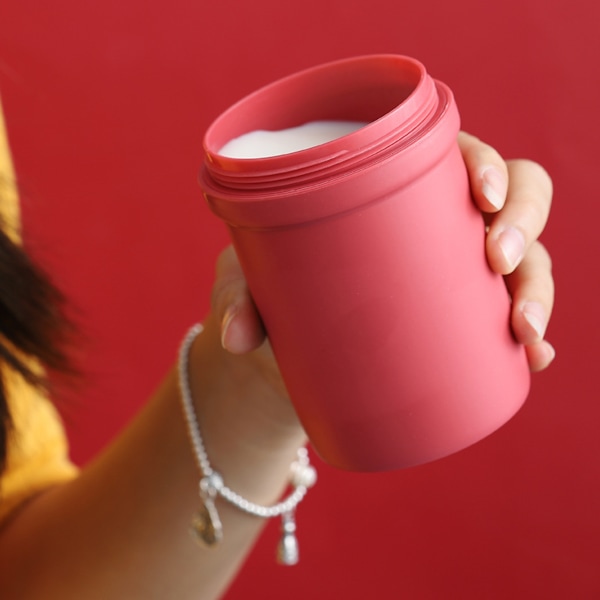 Plastmugg, 350 ml, Bärbar mikrovågsugnsäker frukostmugg, för skola, kontor, utomhusresor, student (hagtornsröd)