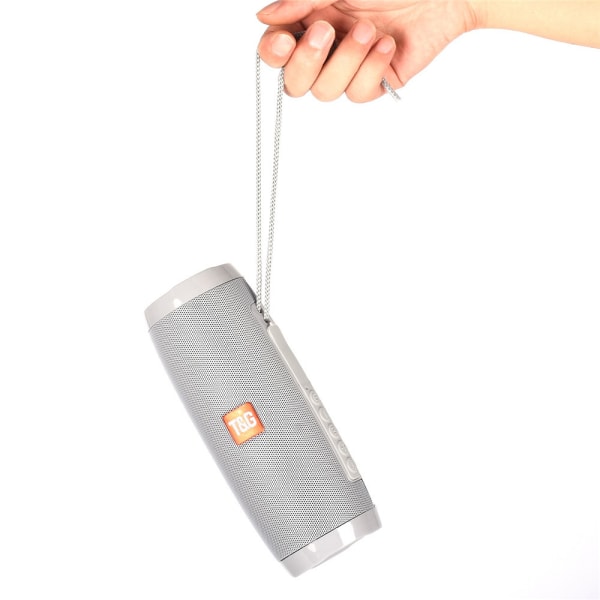 Trådlös högtalare Bluetooth-kompatibel högtalare Grå bärbar högtalare Kraftfull hög utomhusbas TF FM-radio med LED-ljus