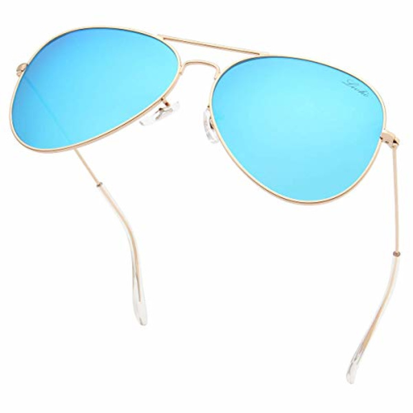 Klassiske polariserede Aviator solbriller UV spejlede linser metal retro nuancer