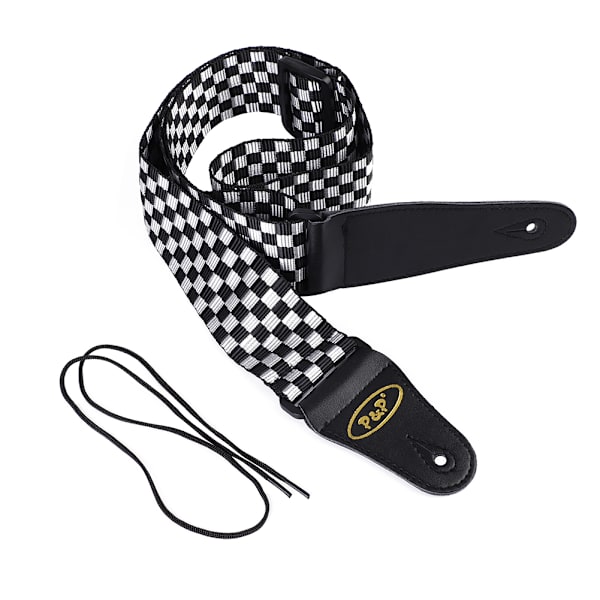 Justerbar nylon gitarr axelrem för folk gitarr elgitarrer (svart + vit)