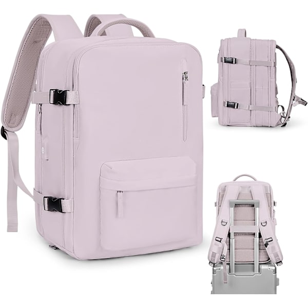 Anti-tyveri vandtæt rejse laptop rygsæk B10-pink-expandable Extra Lrande