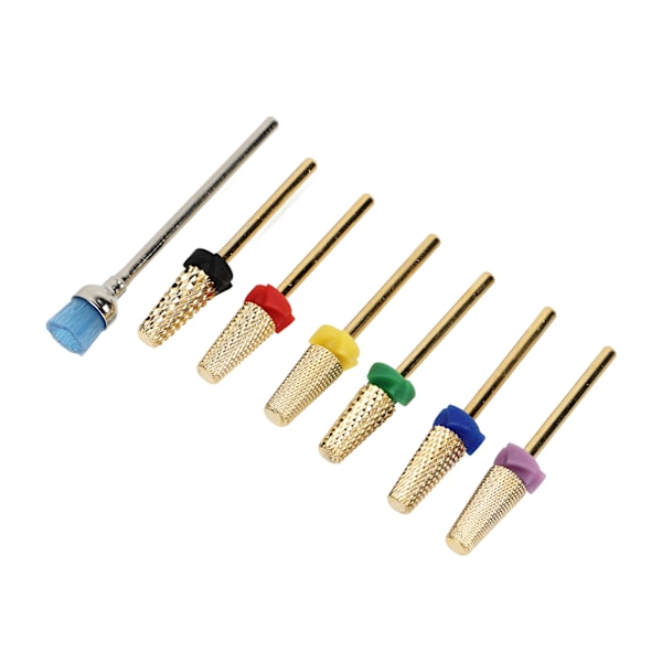 7 st Nail Drill Bits i Rostfritt Stål, Utbytbara Nail Drill Huvuden för Manikyr Slipning