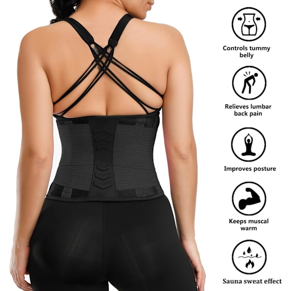 Midjetrenerbelte for kvinner - Midjetrener - Slankende body shaper-belte - Sport magebelte (UP Graded) L black