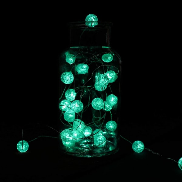 St. Patrick's Day Dekorationer Globe String Lights Grön Kricka Blå, Crystal Crackle Ball Lights 6,7 Ft 20 LED batteridrivna, gröna Globe Lights