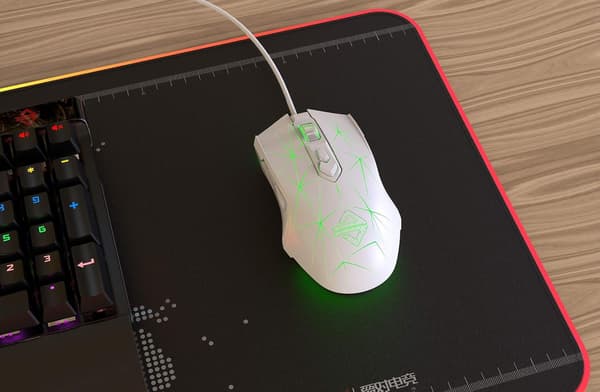 Stjerne Hvid AJ52 RGB Gaming Mus, 7 Programmerbare Knapper - Ergonomisk Baggrundsbelyst USB Mus til PC/Laptop, Windows/Mac/Linux Kompatibel Star White 12*7*4