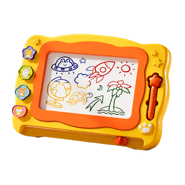 Stor Magnetisk Tegnebrett for Småbarn, Magnetisk Kriblebrett for Barn, Etch A Sketch Magnet Slettbart Skrivebrett, Førskolepedagogisk yellow