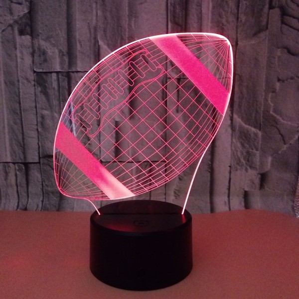 JUSTUP Fotboll 3D Nattlampa 3D Illusion Lamp för Pojkar 16 Färgförändrande Fjärrkontroll Fotboll Barnrum Dekor Lampor（Stil D）