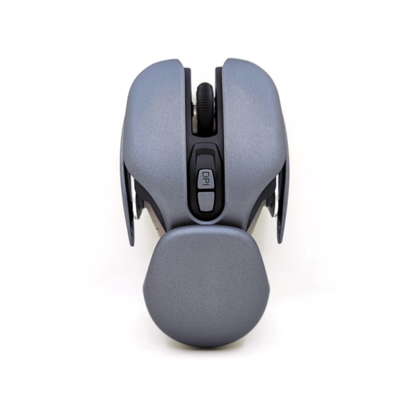 Uppladdningsbar trådlös mus med 2,4 GHz Nano USB -mottagare, metallbas, ergonomisk optisk bärbar mus för PC, bärbar dator, dator, surfplatta - Silvergrå