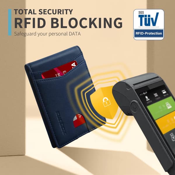 Herre Wallets Slim Rfid Læder 2 ID Vindue Med Gaveæske