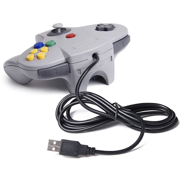 Retro USB-kontroller for N64-spill, N64 Classic USB-kontroller Gamepad Joystick, Spillkontroller for N64-system Raspberry Pi/Windows