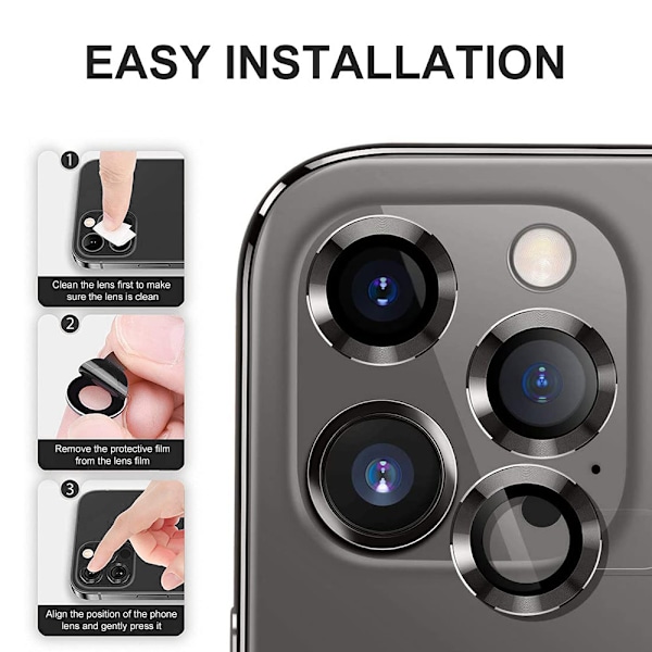 Kameralinsskydd för iPhone14 ProMax/14 Pro Härdat gIass Film, Skärmskydd i Aluminiumlegering 3-pack