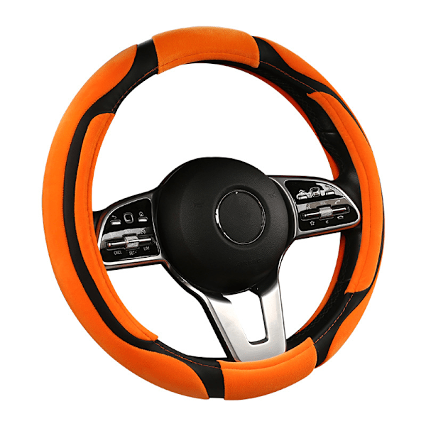 Ny supersoft vinterkort plysch rattöverdrag varm handtagsöverdrag (orange)