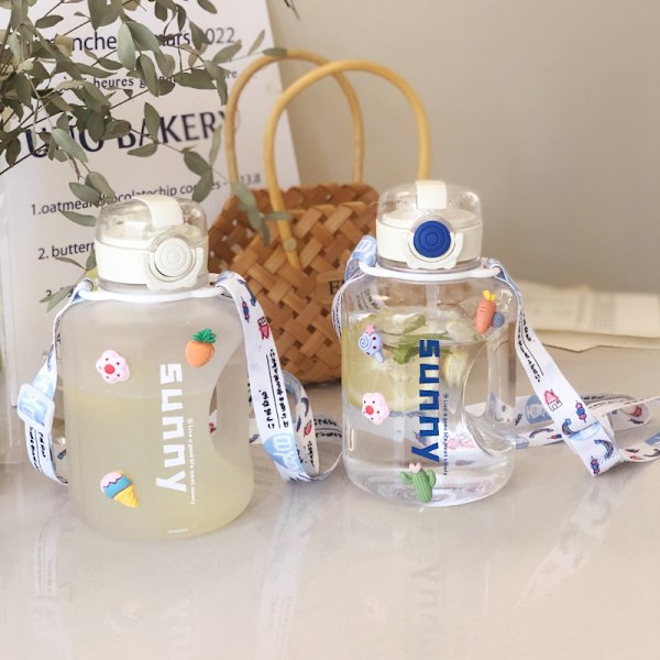 Super stor sportsvandkop til piger, yogaflaske, netflaske, tonsvis af tønder, højkvalitets rumkop, transparent pulver, 1000 ml