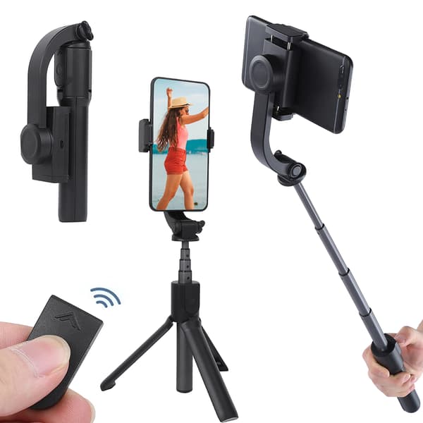 Kulehode Stabilisator Anti-Shake Stativ Bluetooth Fjernkontroll Selfie Stick for Android