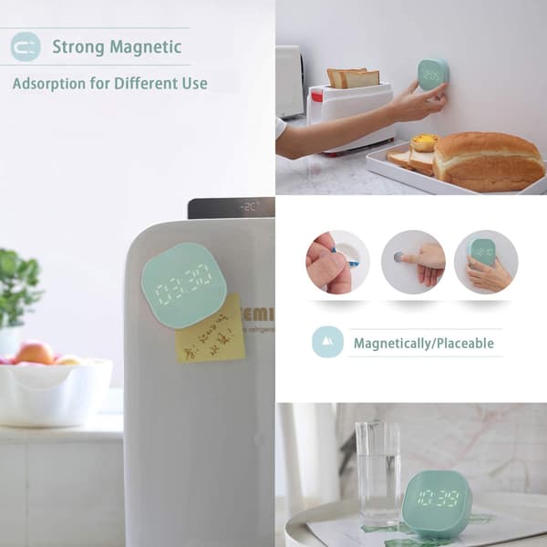 JUSTUP Digital väckarklocka Multifunktionell magnetisk LED Smart Sensor söt väckarklocka för barn --- Grön