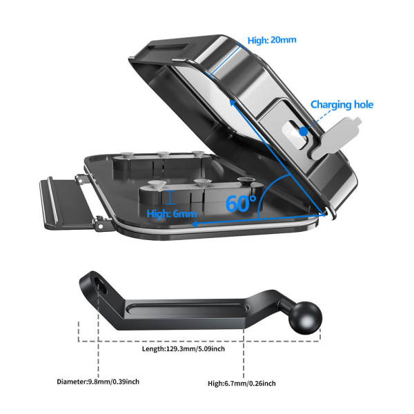 Vattentät justerbar 360° roterande cykeltelefonhållare för 5,5''-6,7'' telefoner - Vattentätt case F81 (svart) - Styre (Single Pack)