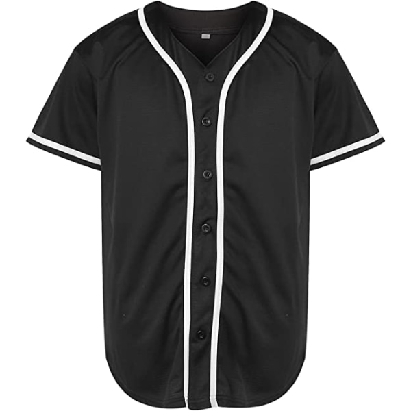 Enfärgad Hip Hop Hip Hop Baseball Uniformer Knappskjortor Sportuniformer Herr Damtröjor svart —XXL