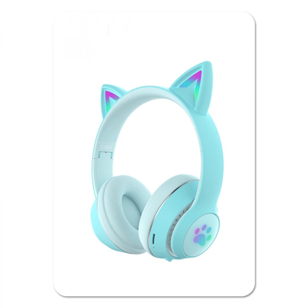 Peli Bluetooth 5.0 Langattomat Kuulokkeet Korvassa Kissan Valot Taittuvat Musiikki Kuulokkeet 3.5mm Mikrofonilla Aikuisten ja Lasten PC TV Peli Musiikki Pad Kannettava