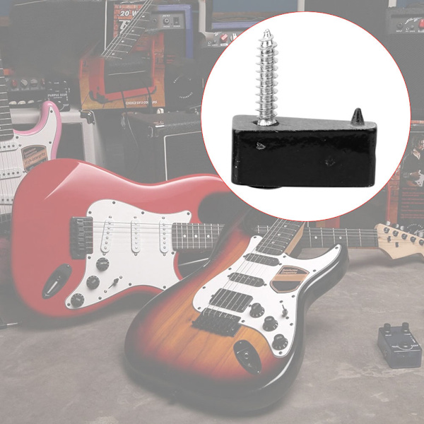 6 stk. Hodeløse gitarstrenger låsemuttere svart trekant sinklegering med 1 stk. skiftenøkkel