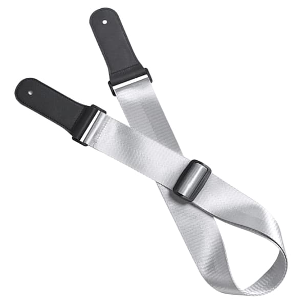Gitarrrem för akustisk, elektrisk bas, ukulele, nylonbälte, justerbar, toppläderhuvud (silver)