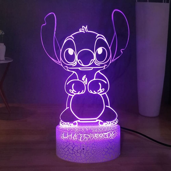 Underbar Stitch 3D LED-nattlampa, tecknad Lilo & Stitch bordslampa, flickors skrivbordslampa, baby sovrum sovande nattlampa, sänglampa, födelsedagsljus