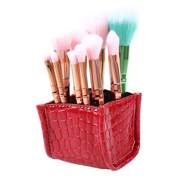 1 stk. Kosmetik Makeup Penselholder Taske Etui PU Læder Opbevaringsarrangør Make Up Værktøj Rød