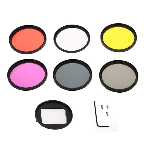 SHOOT 52mm UV ND4 Polarizer Röd Gul Lila Linsfilter Kit Set för Gopro Hero 3+ 4 Kameror
