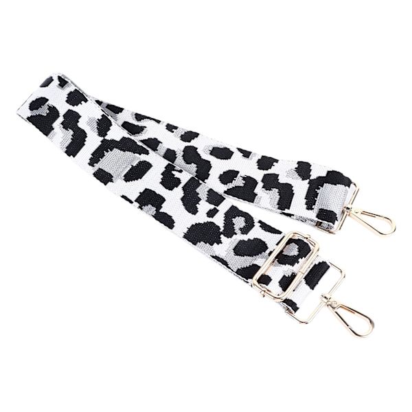 Justerbar nylonrem i leopardmönster för axelväska, enkel axelväska, accessoarer, silvergrå