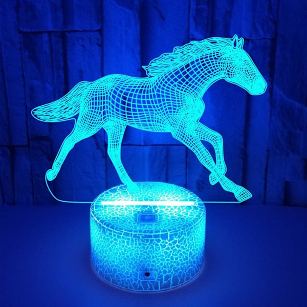 WJ 3D häst nattlampa bord skrivbord optisk illusion lampor 7 färgskiftande lampor LED bordslampa jul hem kärlek födelsedag barn barn inredning leksak present