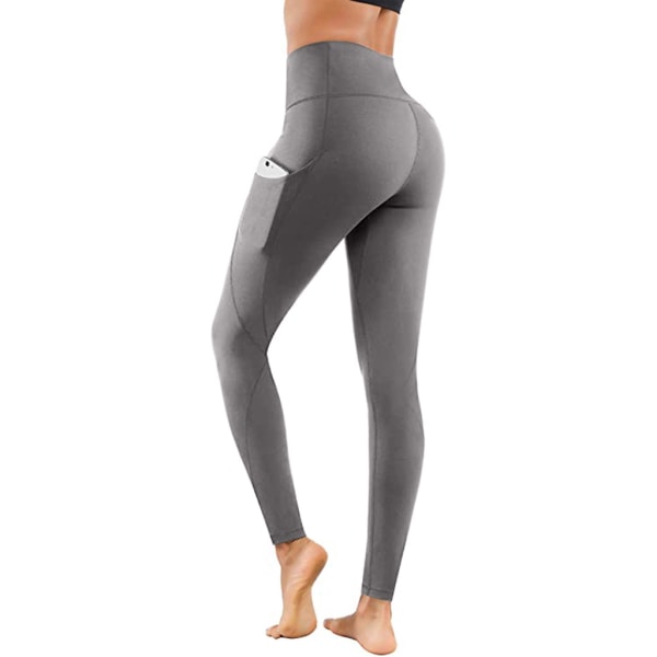 yogabyxor med fickor för kvinnor Europeiska och amerikanska löpning utomhussport fitness för kvinnor leggings för kvinnor leggings med hög midja m（grå）
