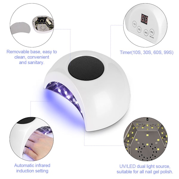 36W UV 21LED Nagellampa Gel Nagellack Torktumlare Automatisk Sensor Härdning Flera Växlar Timing