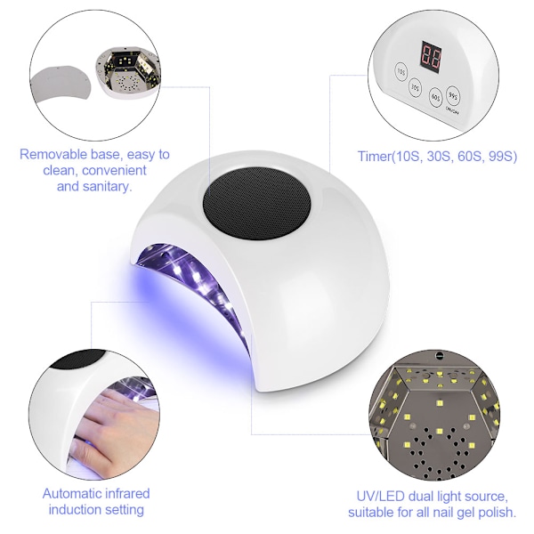 36W UV 21LED Neglelampe Gel Neglelakk Tørketrommel Automatisk Sensor Herding Flere Gir Timing