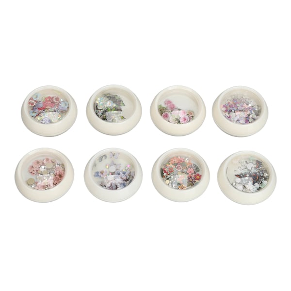 8 stk Harpiks Blandede Neglepailetter Fargerike Neglekunst Negleglitterpailetter Flakes DIY Design Manikyrdekorasjoner
