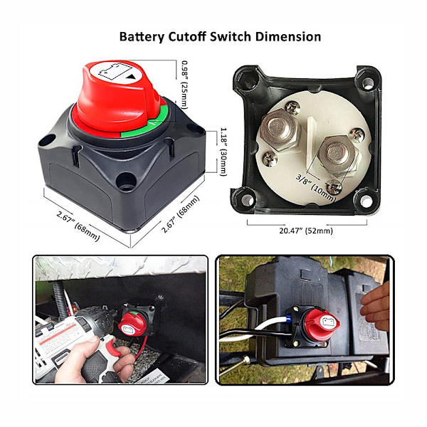 Batteri Afbryder 12-48V Vandtæt Heavy Duty Batteri Strømafbryder Hovedafbryder Afbryder Isolator til Bil Køretøj RV og Marine Båd (Til/Fra)