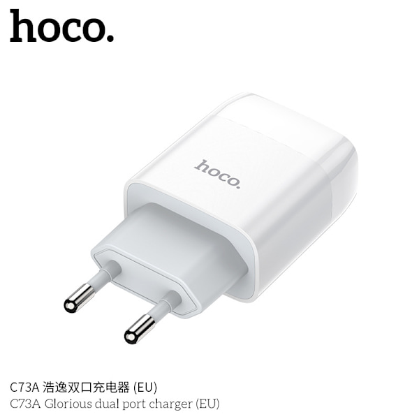 hoco. C73A Haoyi dubbla port laddare ny 2.4A europeisk standard dubbla USB port mobiltelefon laddare