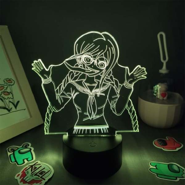 Akryl Anime Ljus Manga Figur Toko Fukawa Sovrumsdekor USB Färgglad 3D Nattlampa Rumsskrivbordslampa Led-lampa Födelsedag Julgåva