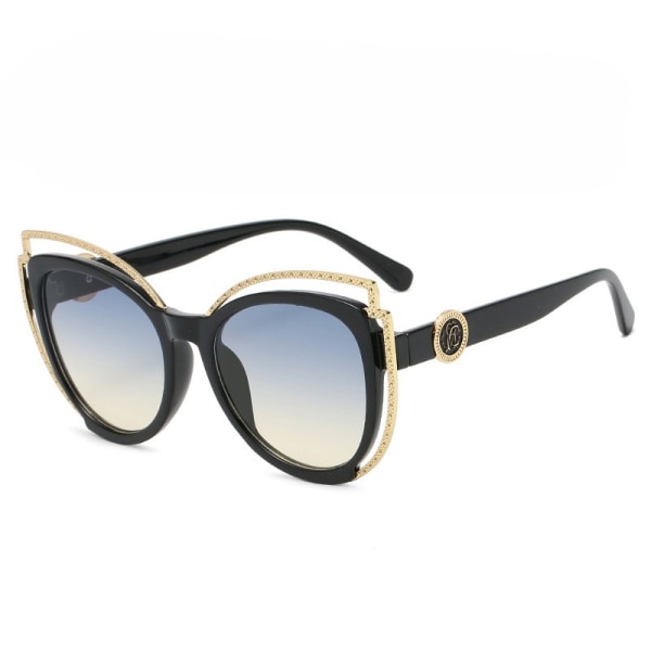 Överdimensionerade Cat Eye-solglasögon för kvinnor Klassiska Trendiga Vintage Retro UV400 skyddssolglasögon i metallram