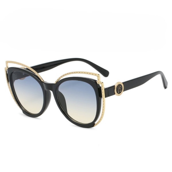Oversized Cat Eye Solbriller til Kvinder Klassiske Trendy Vintage Retro UV400 Beskyttelse Metal Stel Solbriller