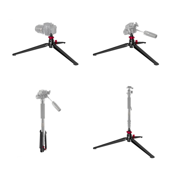 Mini Tripod Desktop Liten Tripod Aluminium Bordstativ Stativ Stativ 3/8 Tums Skruvhål Lastar Upp till 10 kg för DSLR-kamera Monopods