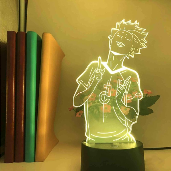 3D Illusionslampa LED Nattlampa Anime Haikyuu Hinata Shoyo Kageyama Tobio Figur Akryl för Barnrumsdekoration Bordlampa (7 Färger Till