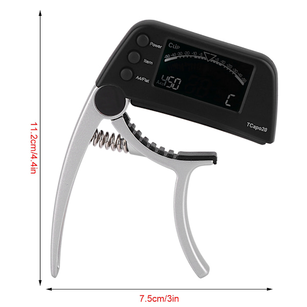 2 i 1 Metal Capo Tuner Gear Enhånds Hurtig Skift Tilbehør til Guitar Bas(Sliver)