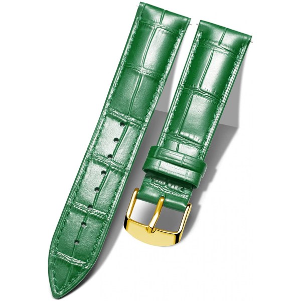 AVEKI Watch i äkta läder Flerfärgat vattentätt för män kvinnor, G-grön (18 mm)