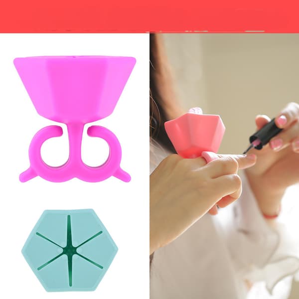 Bärbara nagellacksflaskhållare i silikon - 3-pack blomformade fingerringställ, spillsäkra gelnagellacksflaskgrepp för hemmet
