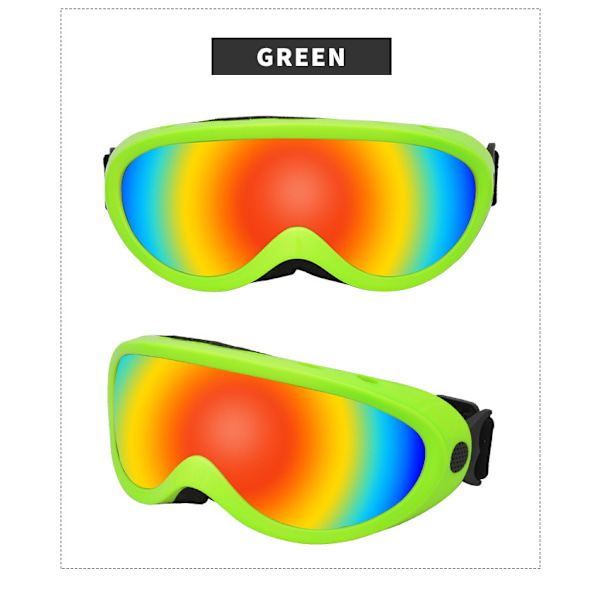 Nye Enkeltlags Skibriller, High-Definition Anti-UV Vindbriller, Snebriller Til Voksne Og Børn (Grøn)